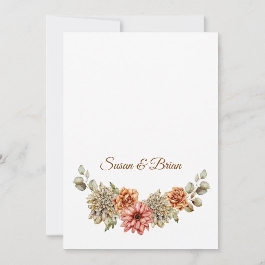 Pompoenen en Florals Fall Wedding Invitation Kaart (Achterkant)
