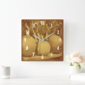 Pompoenen en gedroogde maïsstengels vierkante klok (Huis)