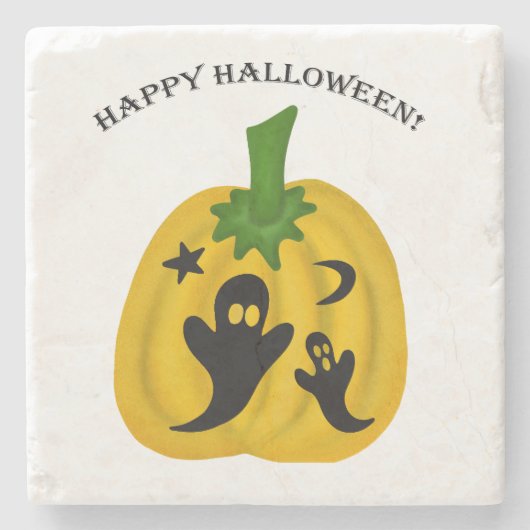 Pompoenen en geesten stenen onderzetter (Voorkant)