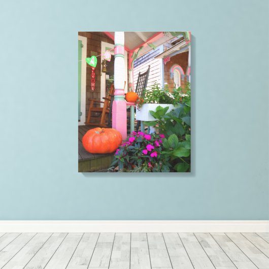 Pompoenen en harten - Martha's wijntuin Canvas Afdruk (Insitu (Houten vloer))