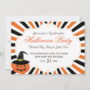 Pompoenen en heks Pet Halloween Party Uitnodigen Kaart
