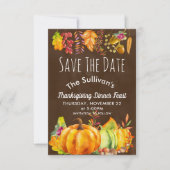 Pompoenen en herfst bladeren grens opslaan van de save the date (Voorkant)