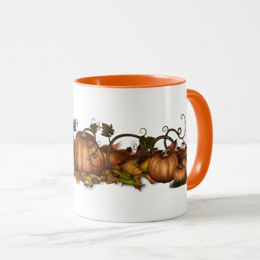 Pompoenen en herfst-bladeren mok (Voorkant rechts)