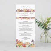 Pompoenen en herfst bladeren rustieke Thanksgiving Menu (Staand voorkant)