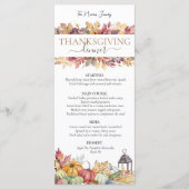 Pompoenen en herfst bladeren rustieke Thanksgiving Menu (Voorkant)