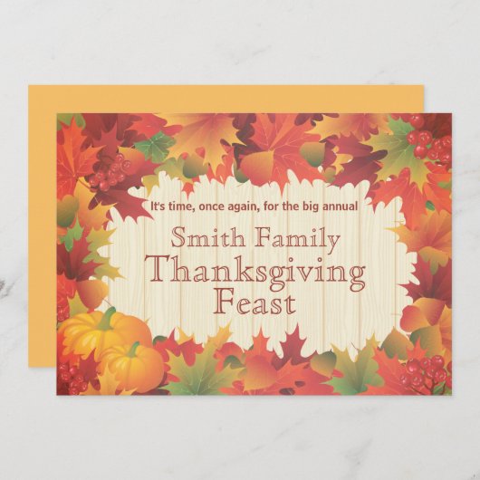 Pompoenen en Herfst / Herfstkleuren Thanksgiving Kaart (Voorkant / Achterkant)