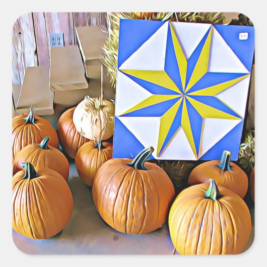 Pompoenen en herfst Quilt Halloween Stickers (Voorkant)