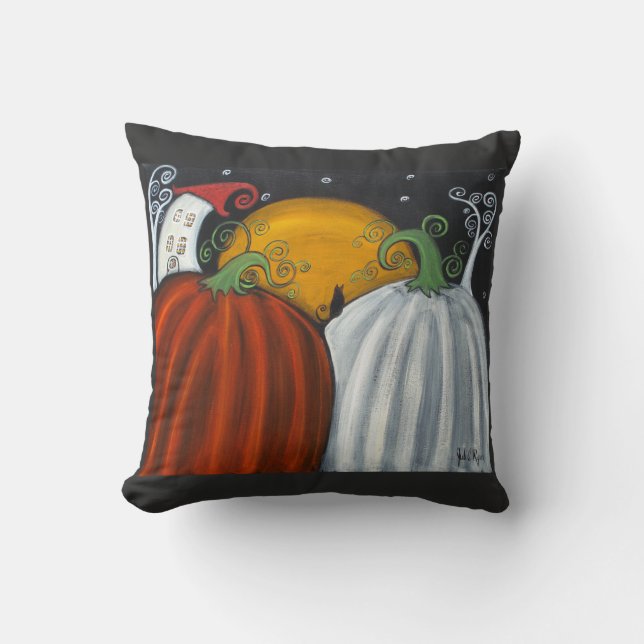 Pompoenen en Herfst-Sierkussen met zwarte kat Kussen (Voorkant)