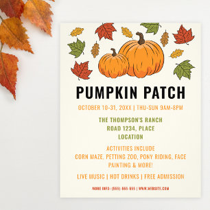 Pompoenen En Herfstbladeren Aangepaste Pompoenveld Flyer