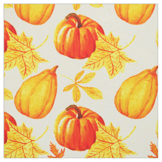 Pompoenen en Herfstbladeren Patroon Stof
