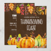 Pompoenen en herfstbladeren Thanksgiving-feest Kaart (Voorkant / Achterkant)