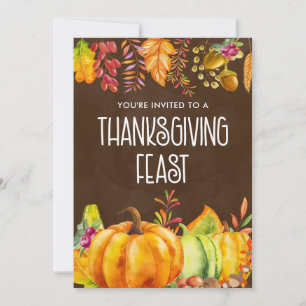 Pompoenen en herfstbladeren Thanksgiving-feest Kaart