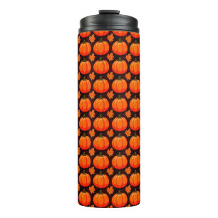 Pompoenen en herfstbladeren thermosbeker