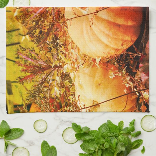 Pompoenen en Herfsten Planten Abstract Theedoek (Gevouwen)