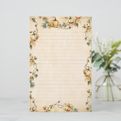 pompoenen en herfstwijnstokken gevoerd briefpapier (Staand voorkant)