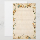 pompoenen en herfstwijnstokken gevoerd briefpapier (Voorkant / Achterkant)