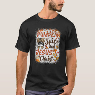 Pompoenen en Jezus Christus Cute Herfst Koffee Lo T-shirt