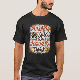 Pompoenen en Jezus Christus Cute Herfst Koffee Lo T-shirt
