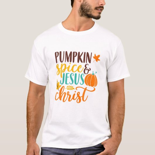 Pompoenen en Jezus Christus Cute Herfst Koffee Lo T-shirt (Voorkant)