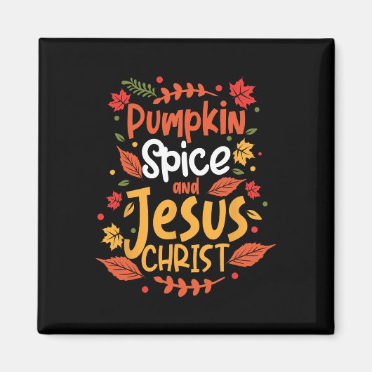 Pompoenen en Jezus Christus Thanksgiving Magneet (Voorkant)