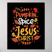 Pompoenen en Jezus Christus Thanksgiving T-Shir Poster (Voorkant)