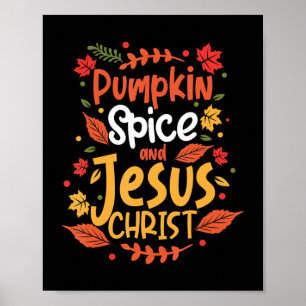 Pompoenen en Jezus Christus Thanksgiving T-Shir Poster