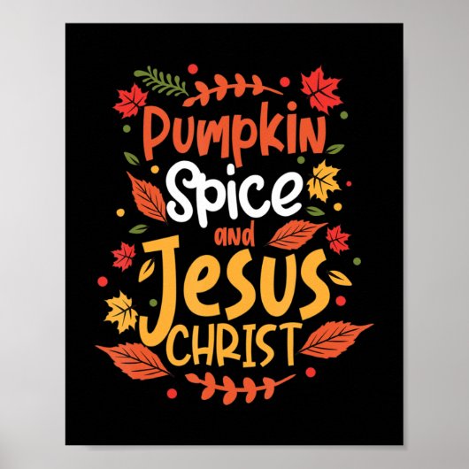 Pompoenen en Jezus Christus Thanksgiving T-Shir Poster (Voorkant)