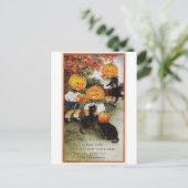 Pompoenen en katten Halloween Briefkaart (Staand voorkant)
