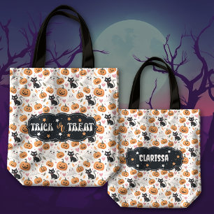 Pompoenen en Katten Schattigee Halloween Trick or  Tote Bag