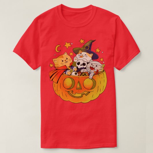 Pompoenen en katten t-shirt (Design voorkant)