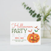 Pompoenen en katten, uitnodiging van de Halloween- (Staand voorkant)