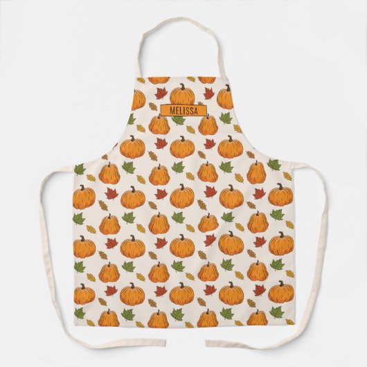 Pompoenen en kleurrijke herfst leren patroon en na schort (Voorkant)