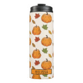 Pompoenen en kleurrijke herfst leren patroon en na thermosbeker (Voorkant)