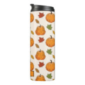 Pompoenen en kleurrijke herfst leren patroon en na thermosbeker (Geroteerd rechts)