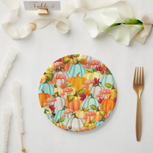 Pompoenen en knollen, van vlinderbloemigen papieren bordje (Huwelijk)