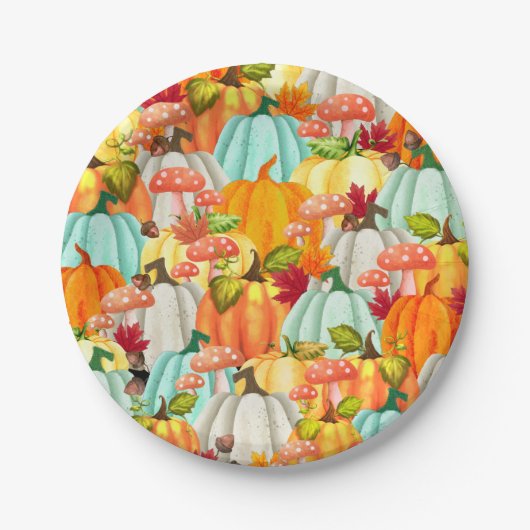 Pompoenen en knollen, van vlinderbloemigen papieren bordje (Voorkant)