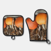 Pompoenen en Korenstengels Land Herfst Ovenwant & Pannenlap Set (Voorkant)