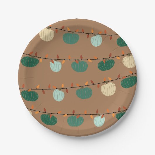 Pompoenen en Lichten Papieren Bordje (Voorkant)