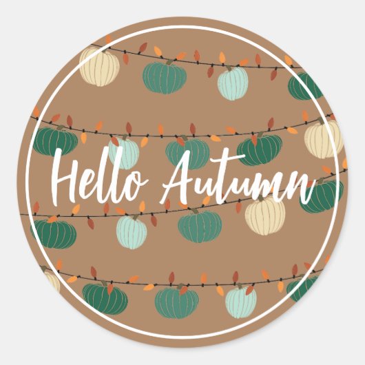 Pompoenen en Lichten Ronde Sticker (Voorkant)