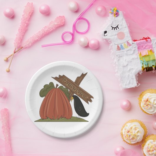 Pompoenen en merel papieren bordje (Feest)
