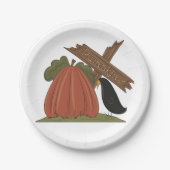 Pompoenen en merel papieren bordje (Voorkant)