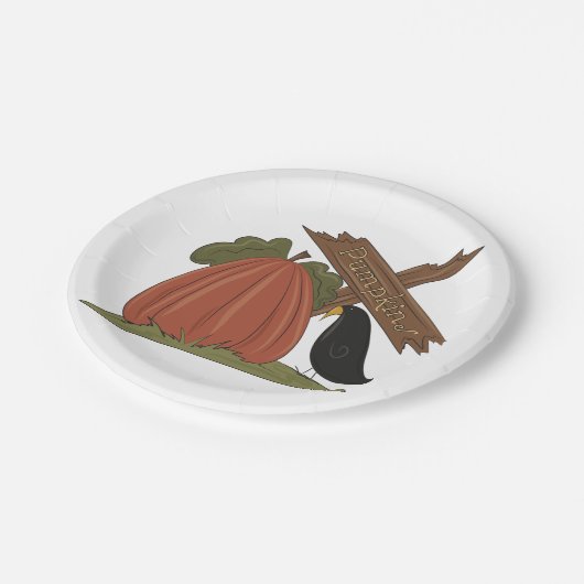 Pompoenen en merel papieren bordje (Gekanteld)