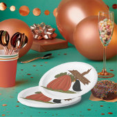 Pompoenen en merel papieren bordje