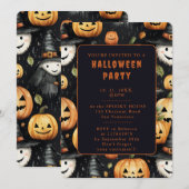 Pompoenen en Monsters - Halloween Uitnodiging Kaar (Voorkant / Achterkant)