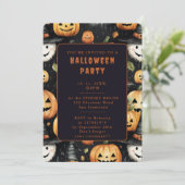 Pompoenen en Monsters - Halloween Uitnodiging Kaar (Staand voorkant)