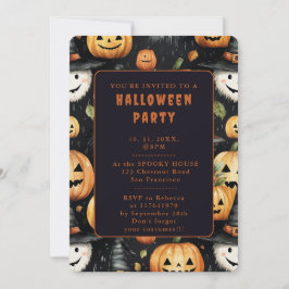 Pompoenen en Monsters - Halloween Uitnodigingskaar Kaart