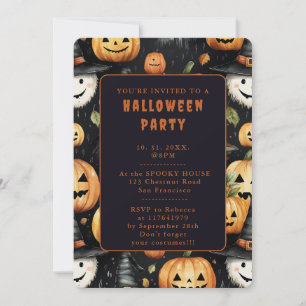 Pompoenen en Monsters - Halloween Uitnodigingskaar Kaart