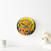 Pompoenen en moon Whimsical Halloween Custom Ronde Klok (Huis)