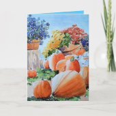 Pompoenen en Mums Wenskaart, Herfst Art Kaart (Voorkant)