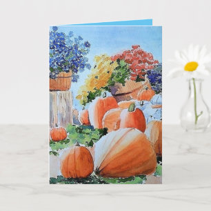 Pompoenen en Mums wenskaart, herfst kunst Kaart